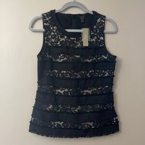 NWT J Crew Black Lace Tank Shell Top Small